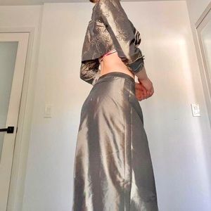 🤎VINTAGE FLOWER SHRUG & LONG MAXI SKIRT 2PC MATCHING SET🤎